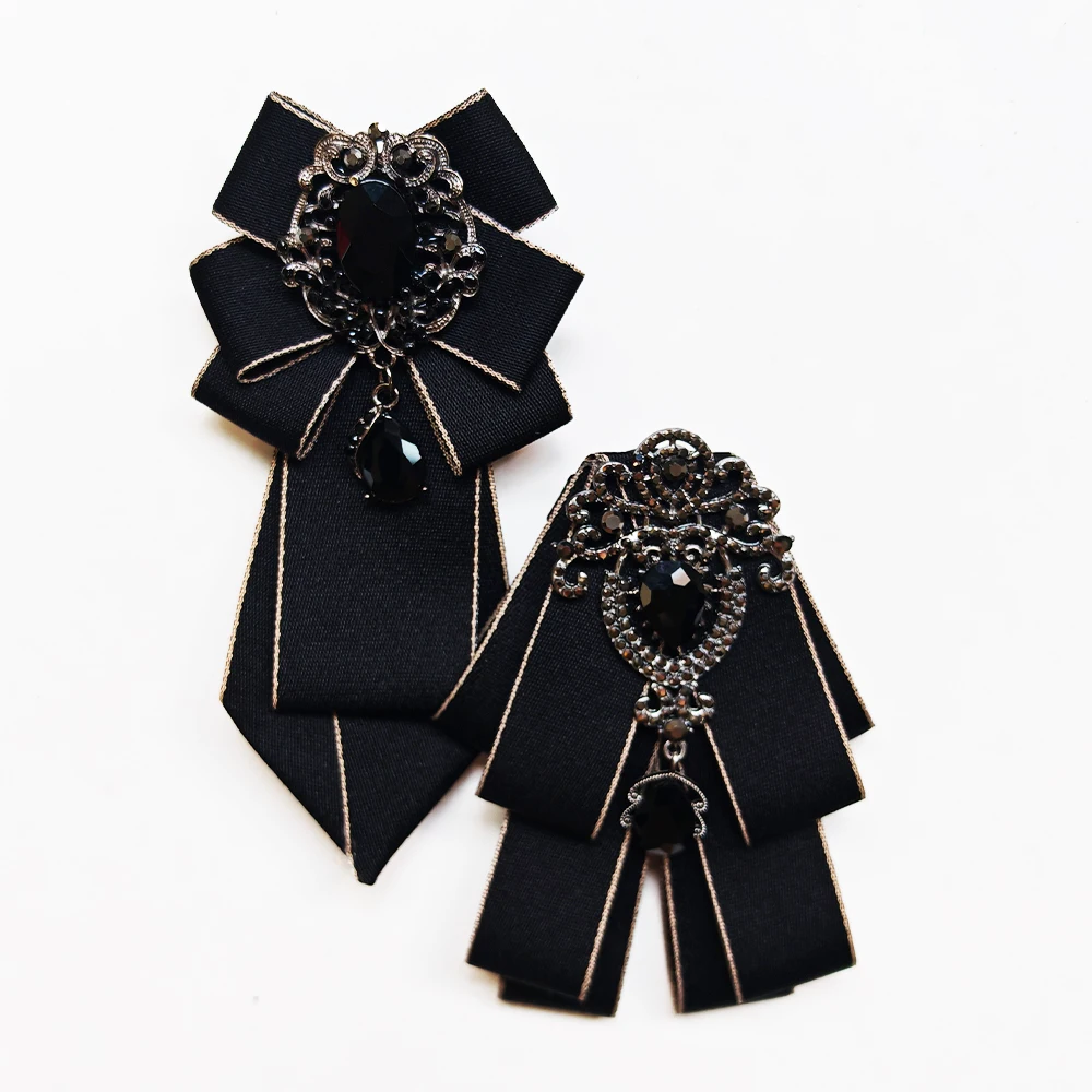 2Pcs Handmade Solid Color Diamond Ties for Men and Women, Shiny and Elaborate, a Must-Have for Parties