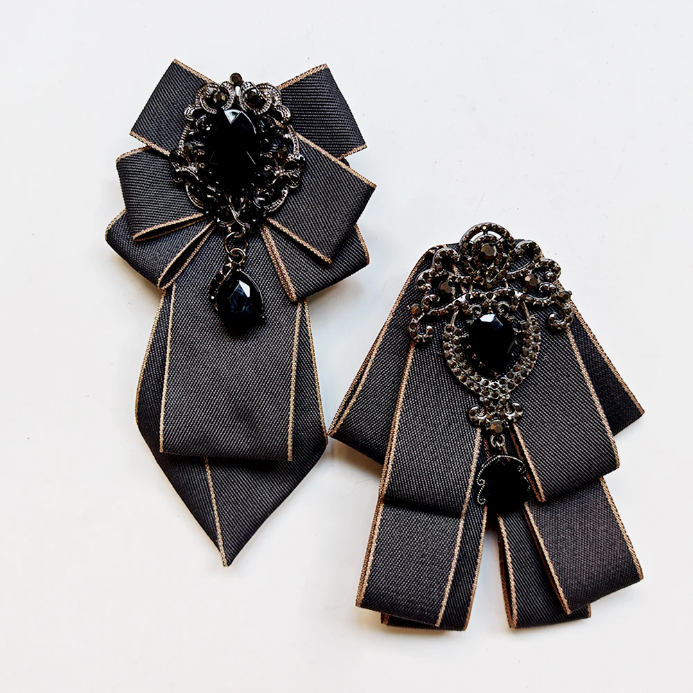 2Pcs Handmade Solid Color Diamond Ties for Men and Women, Shiny and Elaborate, a Must-Have for Parties