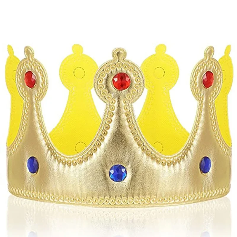 Children's Gold King's Crown Hot Stamping Cloth Prince Headdress, Happy Birthday Decorative Props, Birthday Hat