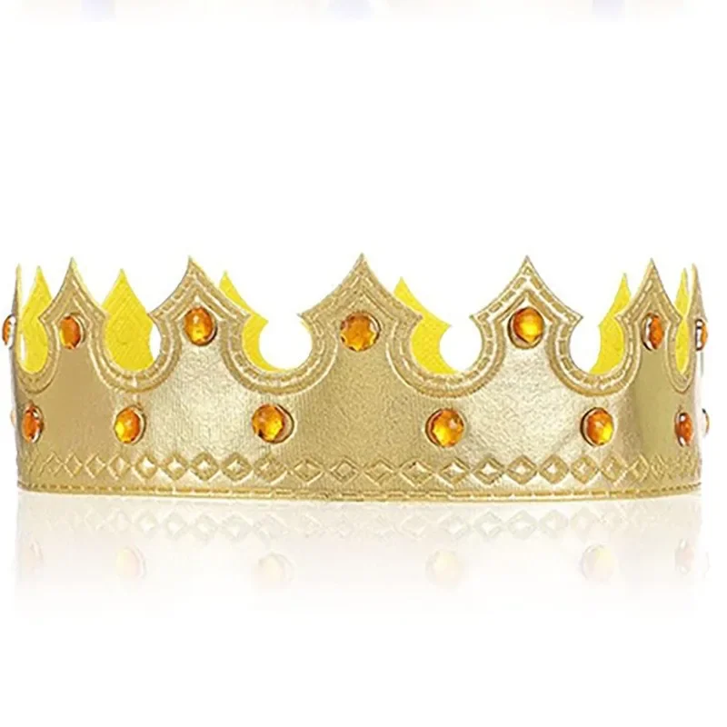 Children's Gold King's Crown Hot Stamping Cloth Prince Headdress, Happy Birthday Decorative Props, Birthday Hat