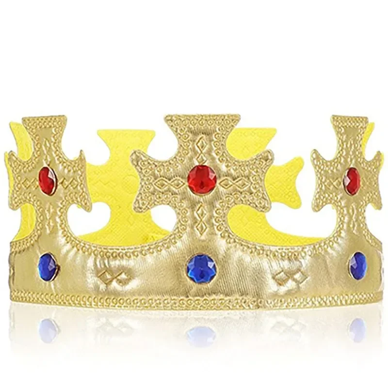 Children's Gold King's Crown Hot Stamping Cloth Prince Headdress, Happy Birthday Decorative Props, Birthday Hat