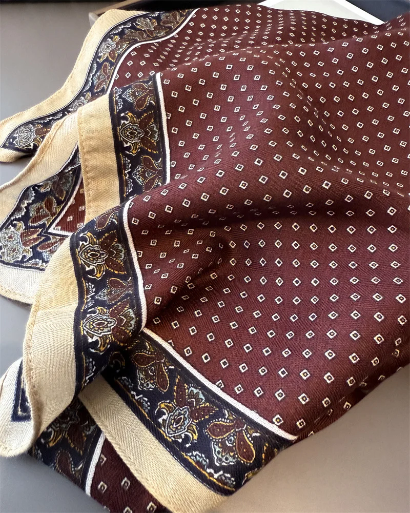 2026 New Red Cotton Linen Scarf Women's Small Square Fashion Neck Protection Versatile Gift for Mom Head Scarf