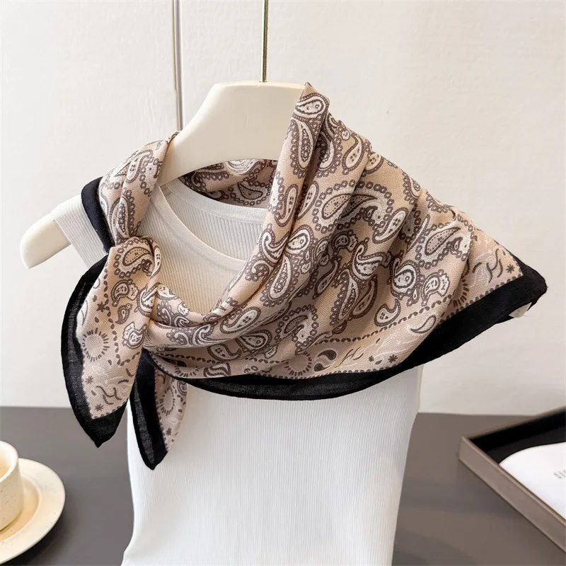 2026 New Red Cotton Linen Scarf Women's Small Square Fashion Neck Protection Versatile Gift for Mom Head Scarf