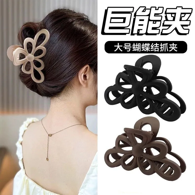 Oversized Bow Claw Clip - Matte Finish Shark Clip for Low Bun, Elegant Carded Hair Accessory with Hang Tag