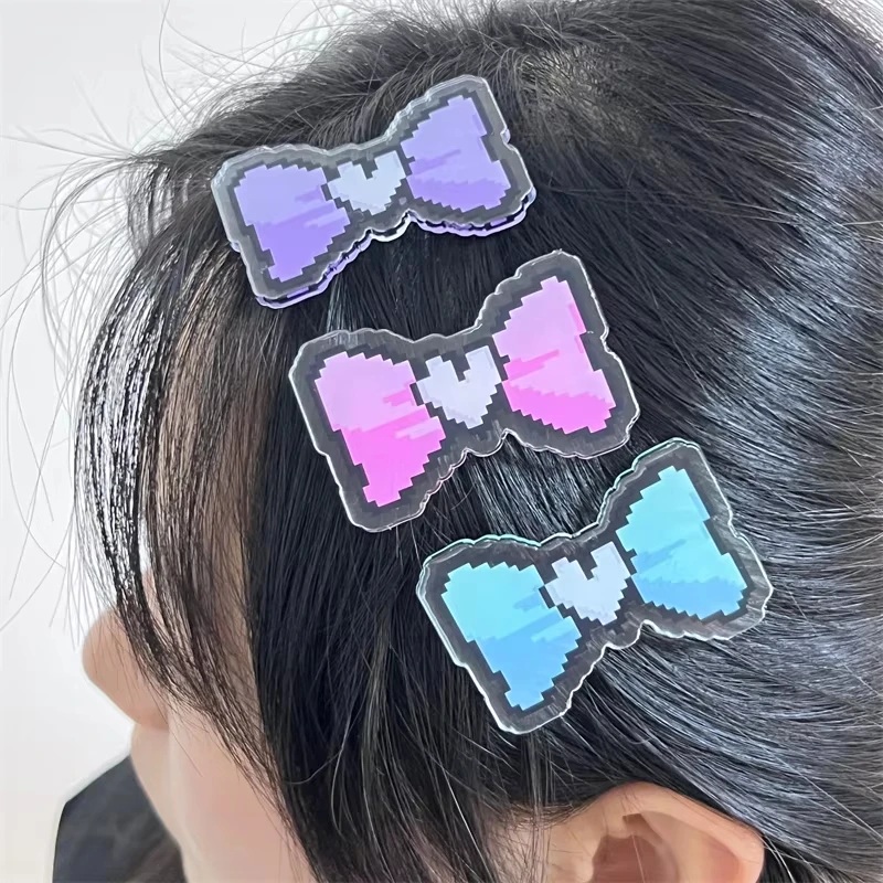 3Pcs/Set Game NEEDY GIRL OVERDOSE KAnge Ame Rain Cosplay Hairpins Colorful Bowtie Acrylic Hairclips Jewelry Headwear Accessories
