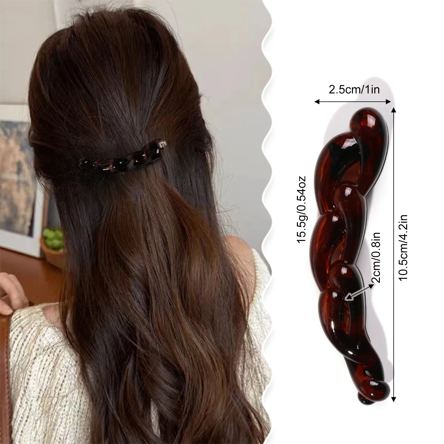 Acrylic Twisted Hair Clip Banana Hairpin for Women Leopard Vintage Barrettes Shark Hair Claw Ponytail Holder Hair Accessories