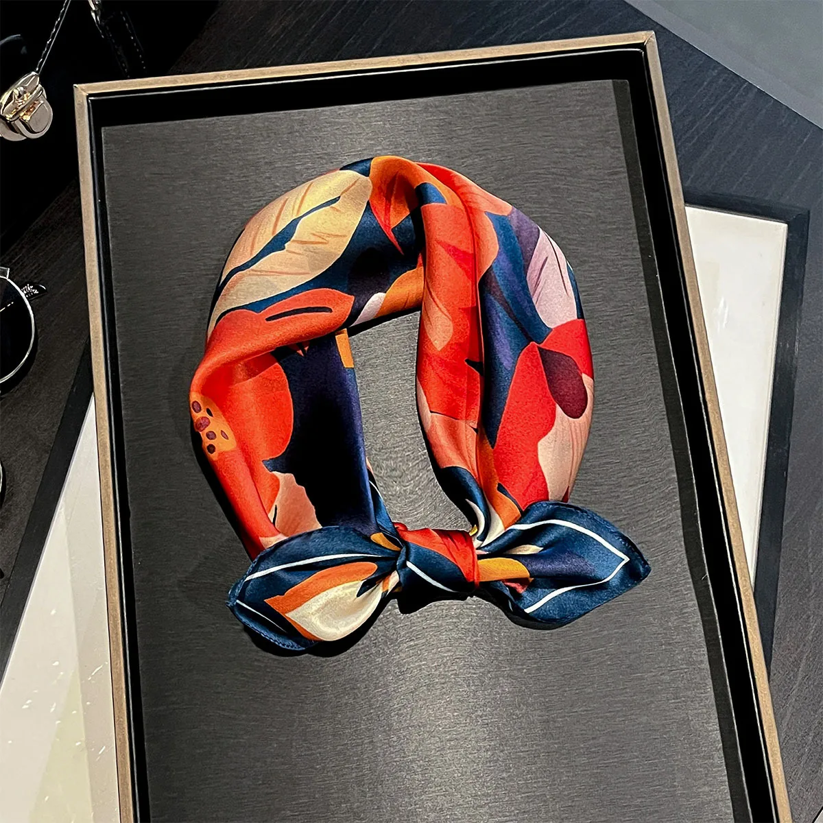 Luxury 100% Real Silk Scarf Women Spring Floral Bandana Shawl Lady Mulberry Silk Neckerchief Handkerchief Female Wrap 53cm