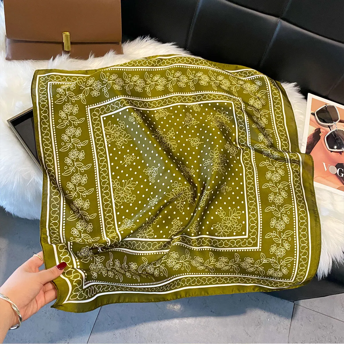 Fashion Print Silk Hairbands Scarf Women 2025 Spring New Elagant Floral Bandana Neck Kerchief Head Bands Foulard Female Scarfs