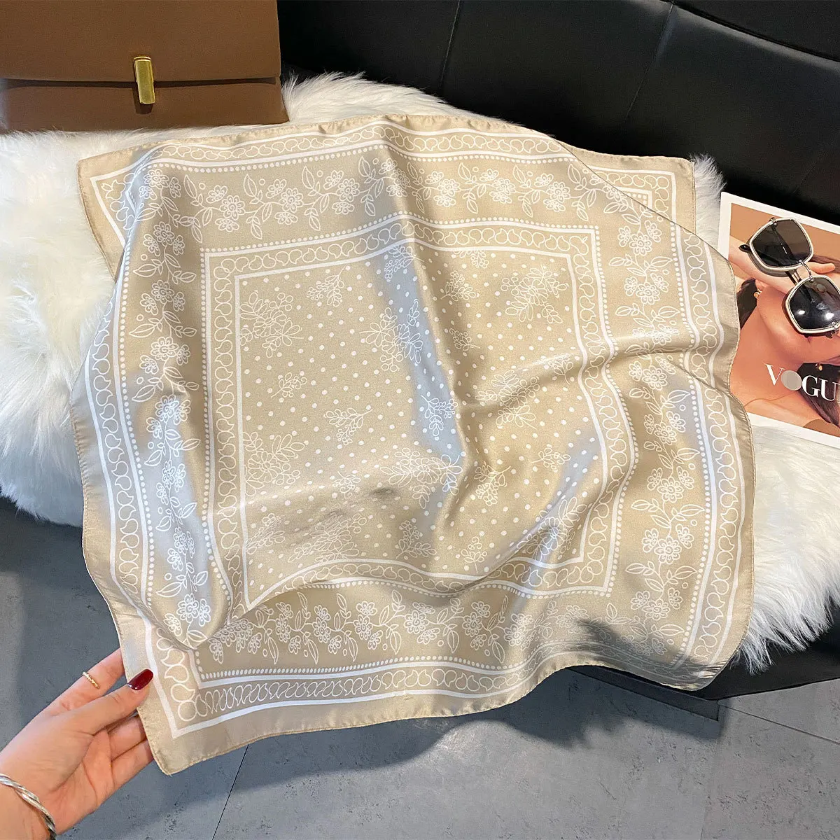 Fashion Print Silk Hairbands Scarf Women 2025 Spring New Elagant Floral Bandana Neck Kerchief Head Bands Foulard Female Scarfs