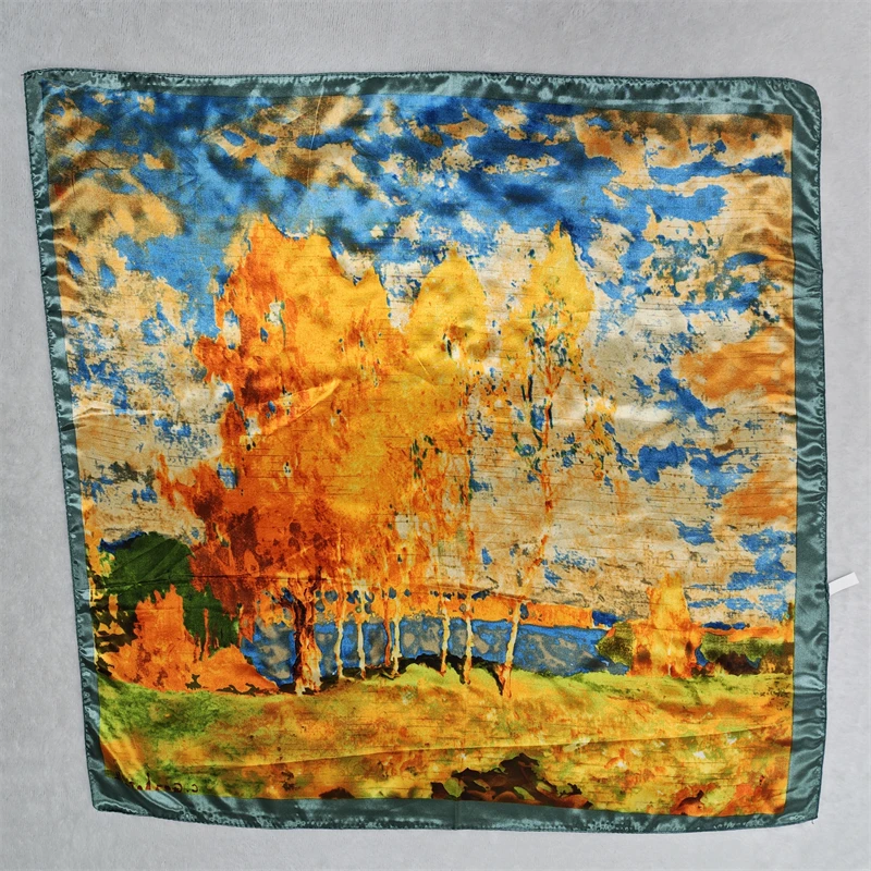 Luxury Brand Silk Satin Square Scarf Women Hijab Bandana Muslim Headscarves Shawl Wrap Ladies Headband Neckerchief Foulard 90cm