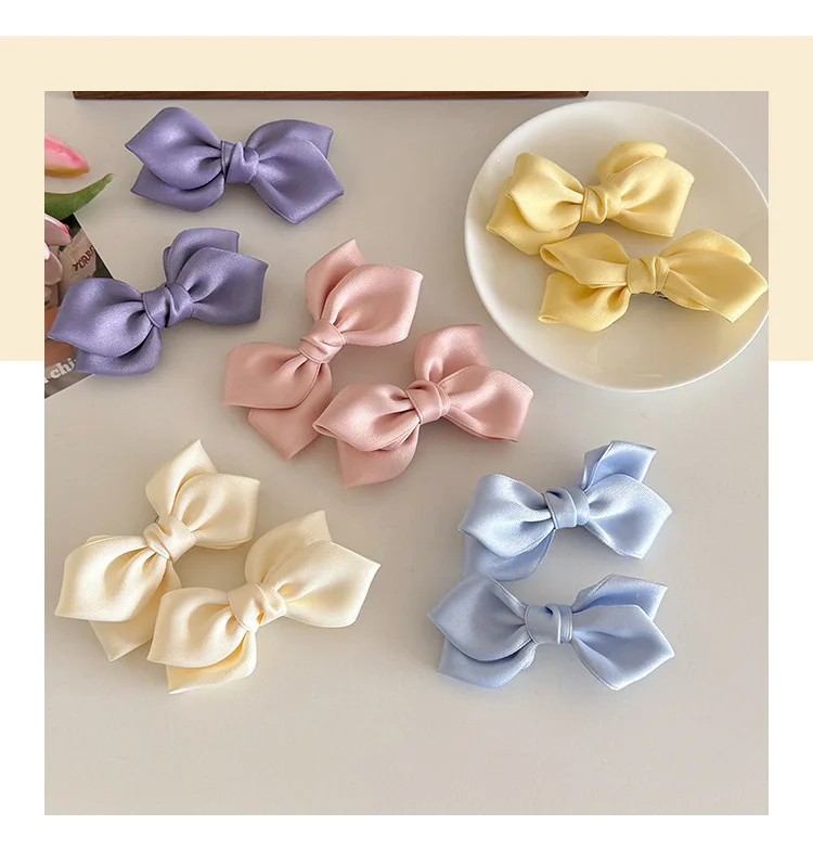 2pc Cute Sweetly Candy Color Bow Hairpin Hair Side Clips for Girls Women Childs Ladies Hair Accessories