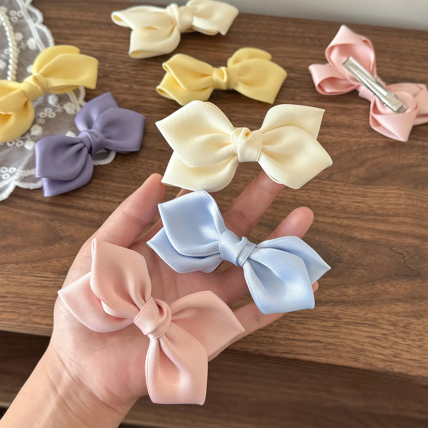 2pc Cute Sweetly Candy Color Bow Hairpin Hair Side Clips for Girls Women Childs Ladies Hair Accessories