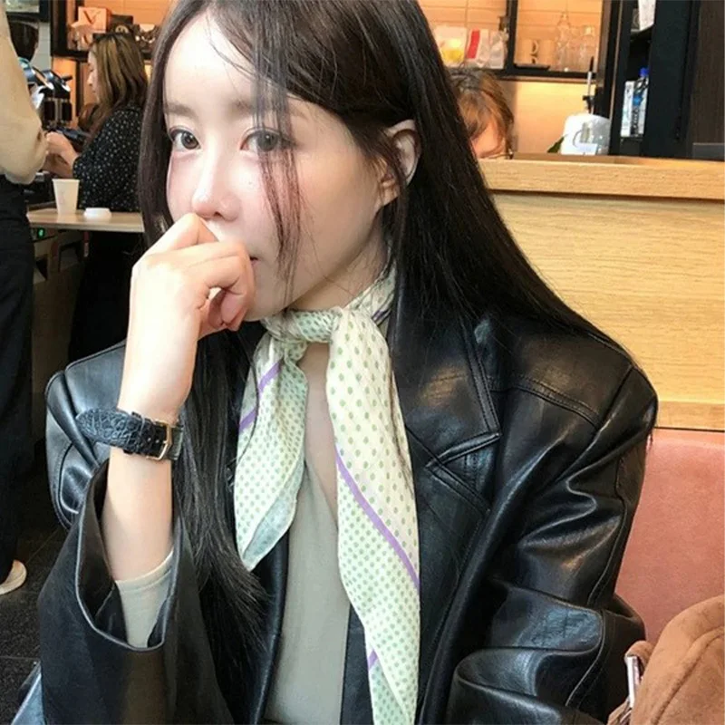 Retro Polka Dot Triangle Hair Scarf Accessories Women's Artistic Soft Cotton Skirt Headscarf Satin Bonnet Fashion Handkerchief