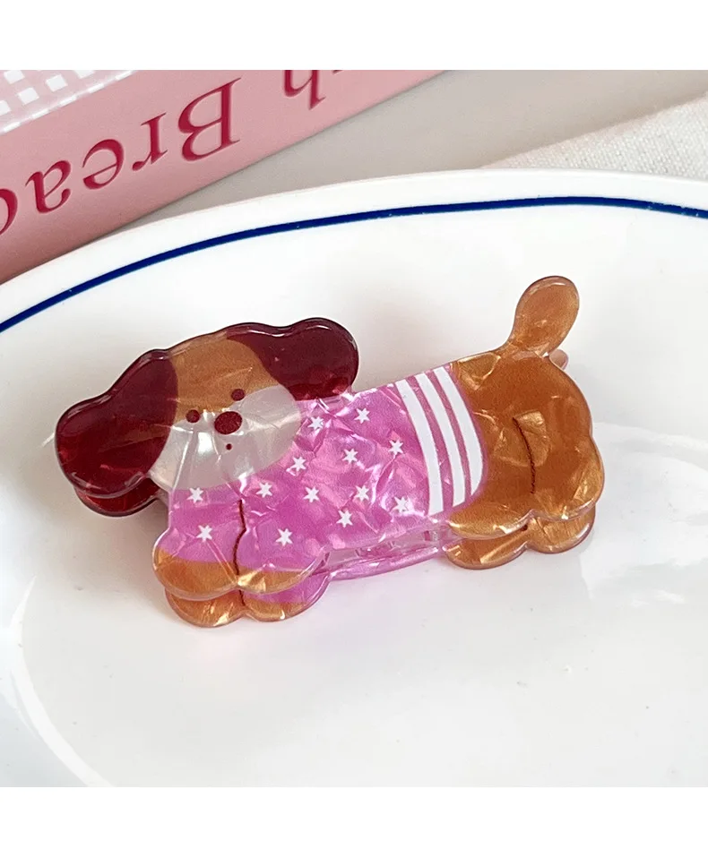 Autumn/Winter Coffee Brown Dachshund Puppy Hair Clip Cartoon Claw Clip Cute Fun Hair Holder Shark Hair Accessories for Women