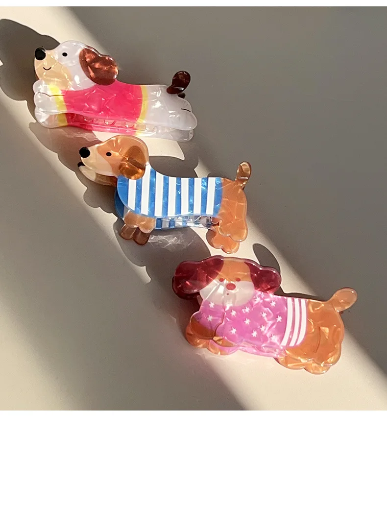 Autumn/Winter Coffee Brown Dachshund Puppy Hair Clip Cartoon Claw Clip Cute Fun Hair Holder Shark Hair Accessories for Women
