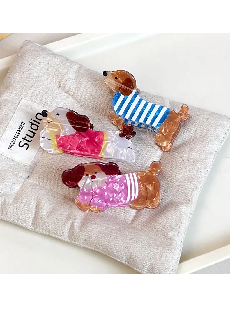 Autumn/Winter Coffee Brown Dachshund Puppy Hair Clip Cartoon Claw Clip Cute Fun Hair Holder Shark Hair Accessories for Women