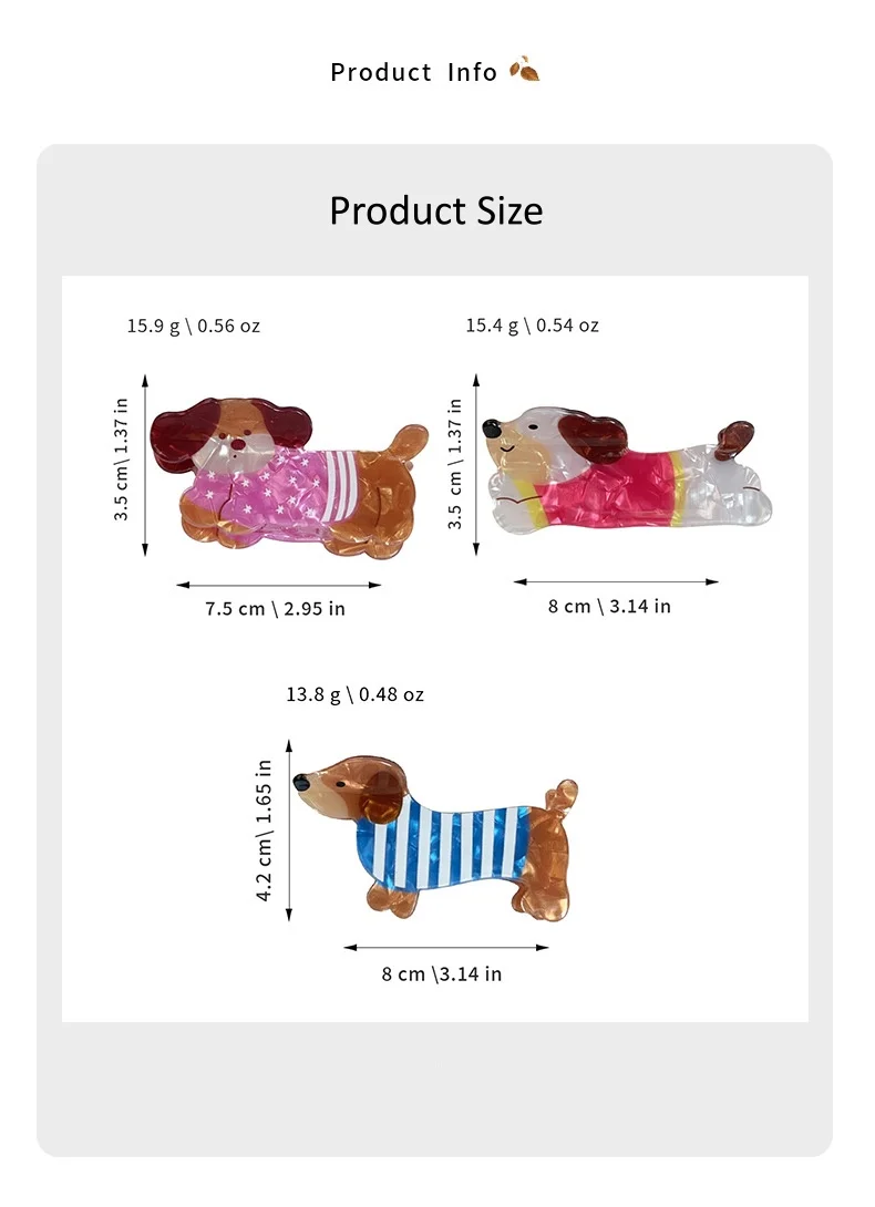 Autumn/Winter Coffee Brown Dachshund Puppy Hair Clip Cartoon Claw Clip Cute Fun Hair Holder Shark Hair Accessories for Women