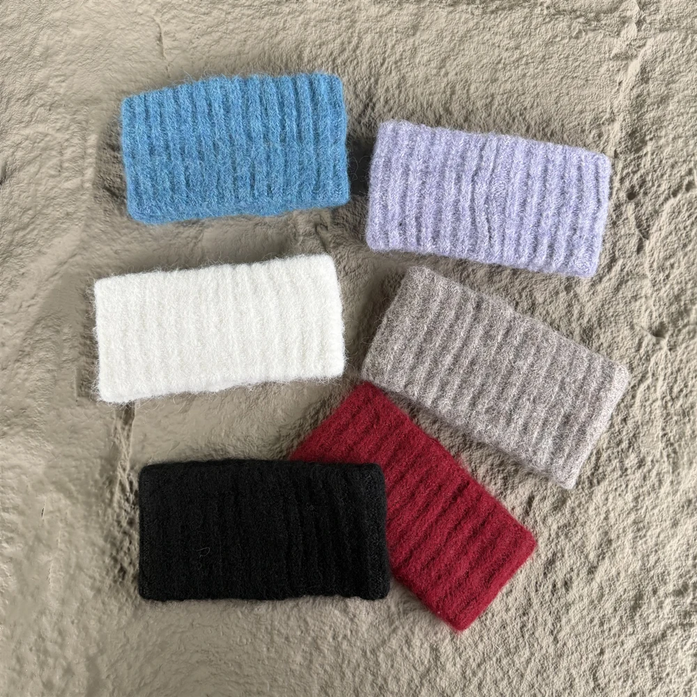 New Arrival Winter Headband Women's Solid Color Wide-Width Keep Warm Knitted Cotton Hair Holding High Quality Plush Hairband