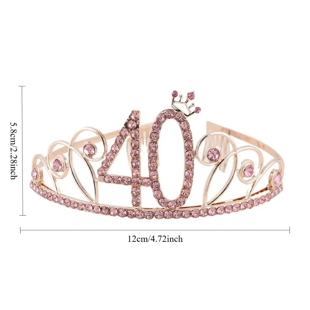 Rose Gold Crystal Crown Hairband Alloy Bridal Princess Wedding Birthday Party Hair Accessories Headbands for Women Hair Bands
