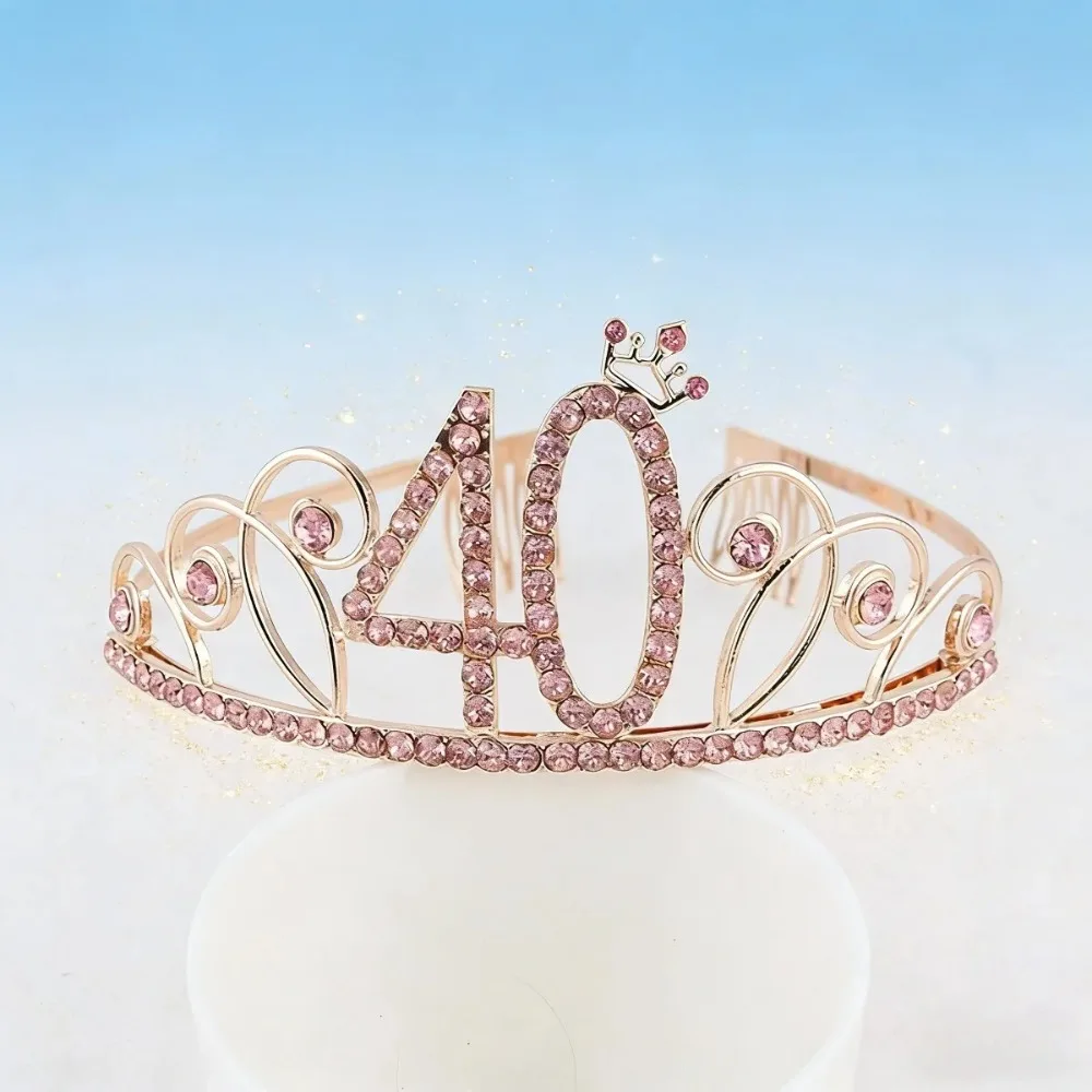 Rose Gold Crystal Crown Hairband Alloy Bridal Princess Wedding Birthday Party Hair Accessories Headbands for Women Hair Bands