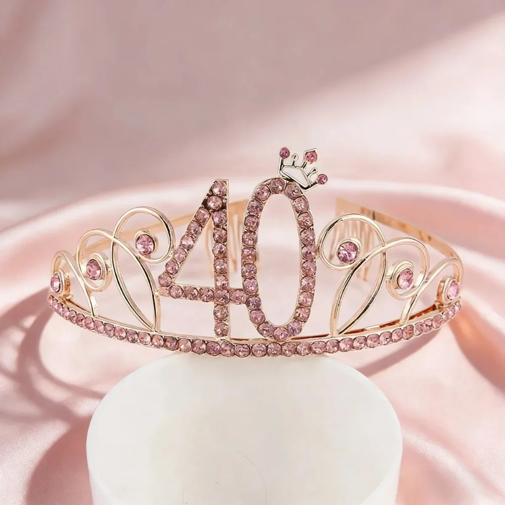 Rose Gold Crystal Crown Hairband Alloy Bridal Princess Wedding Birthday Party Hair Accessories Headbands for Women Hair Bands
