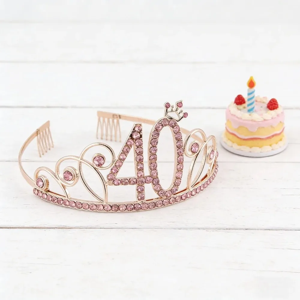 Rose Gold Crystal Crown Hairband Alloy Bridal Princess Wedding Birthday Party Hair Accessories Headbands for Women Hair Bands