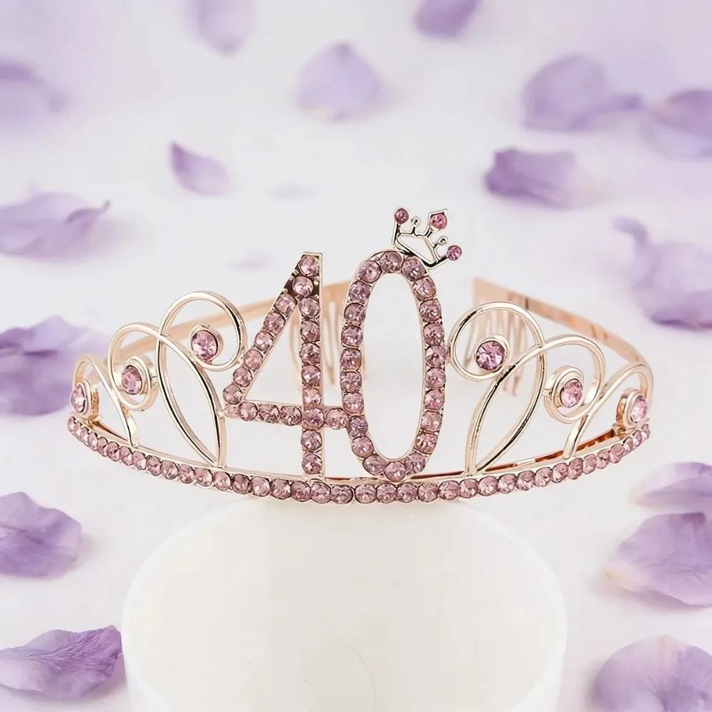 Rose Gold Crystal Crown Hairband Alloy Bridal Princess Wedding Birthday Party Hair Accessories Headbands for Women Hair Bands