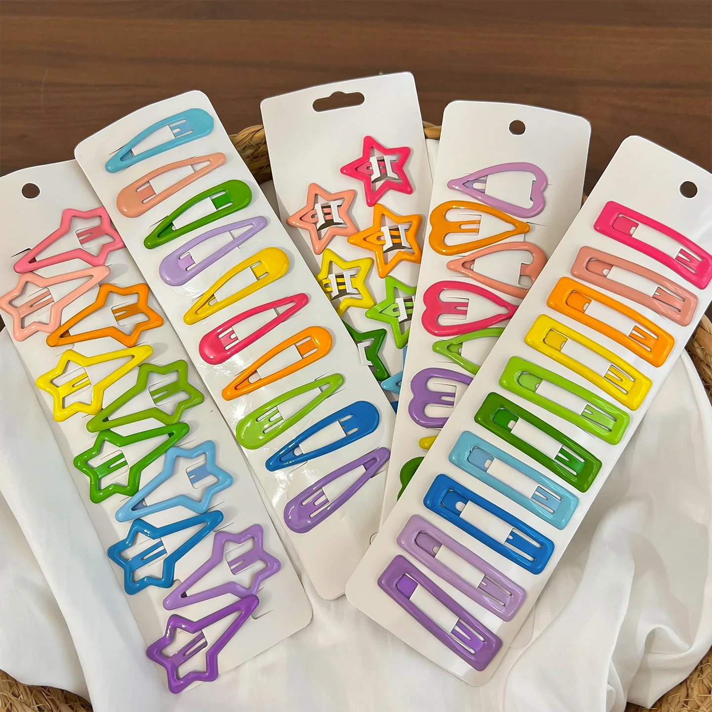 10pcs Colorful BB Clips Cute Star Heart Shaped Dopamine Colored Hair Clip Set Girls Headwear Daily Hair Decor Accessories