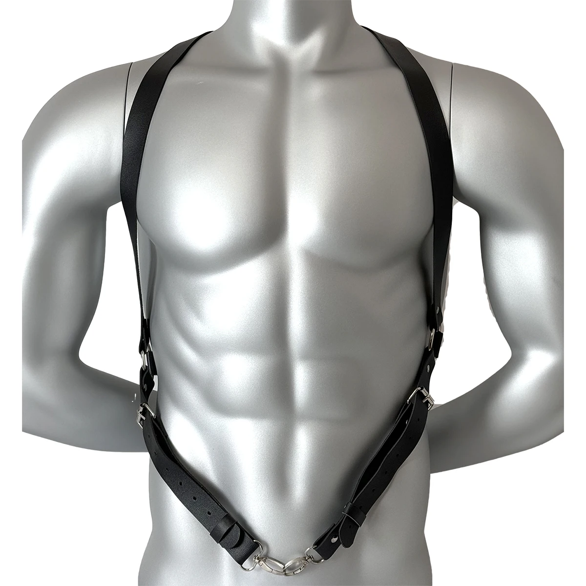 Cool Rock Men's Belt PU Leather Harness Abjustable Strap Costume Sexy Shoulder Belt Body Chest Chain Metal Ring Y2k Accessories