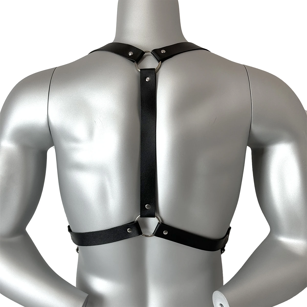 Cool Rock Men's Belt PU Leather Harness Abjustable Strap Costume Sexy Shoulder Belt Body Chest Chain Metal Ring Y2k Accessories