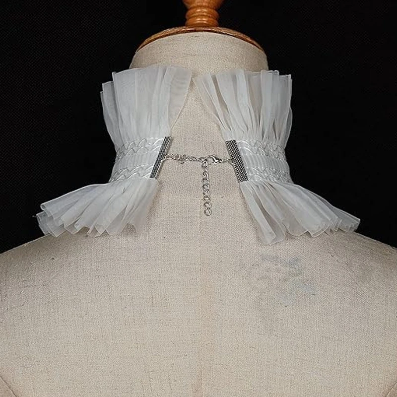 Elegant Lace Mesh Stand Collar Detachable Ruffle Neckwear Decorative Fake Collar Party High Collar Neck Scarf Costume Accessory