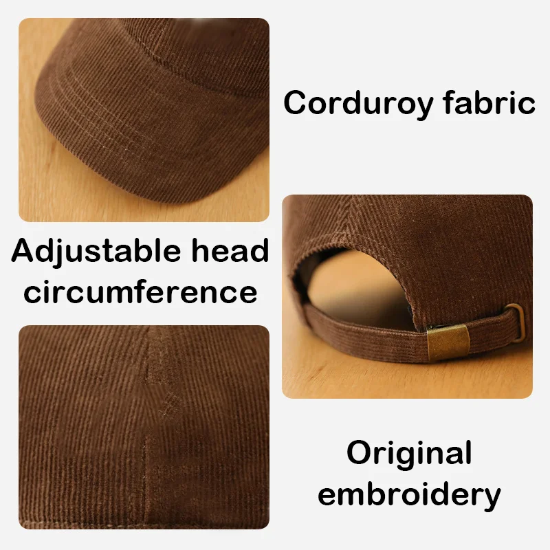 Corduroy Baseball Cap Men Women Customizable Style Fashion Streetwear Adjustable Dad Cap Sun Hat for Personalization Outdoor Cap