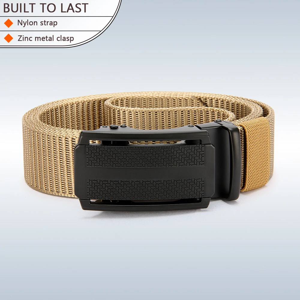 New Golf Sports Elastic Belt Tactical Belt Metal Automatic Buckle Tough Stretch Nylon Men Military Belt