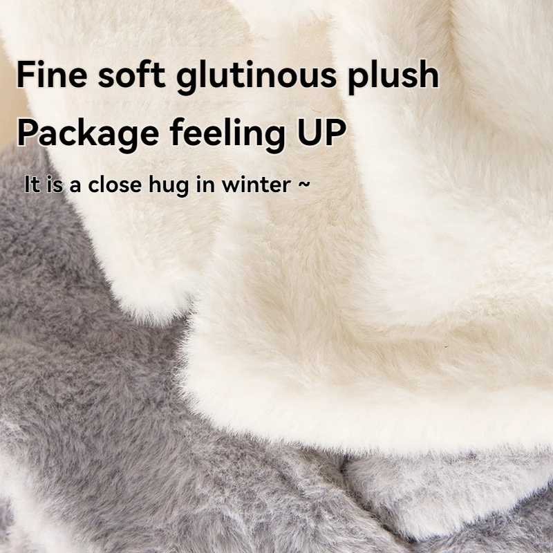 Winter Women's Faux Rabbit Fur Scarf Soft Plush Solid Color Neck Collar Warmer for Adults And Children