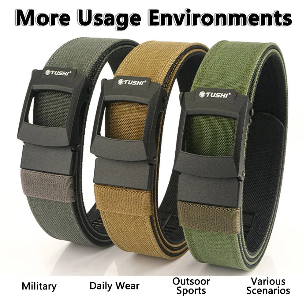 TUSHI New Hard Tactical Belt Metal Buckle Adjustable Military Belt Rigid Heavy Duty Sturdy Ratchet Nylon Belt IPSC Accessories