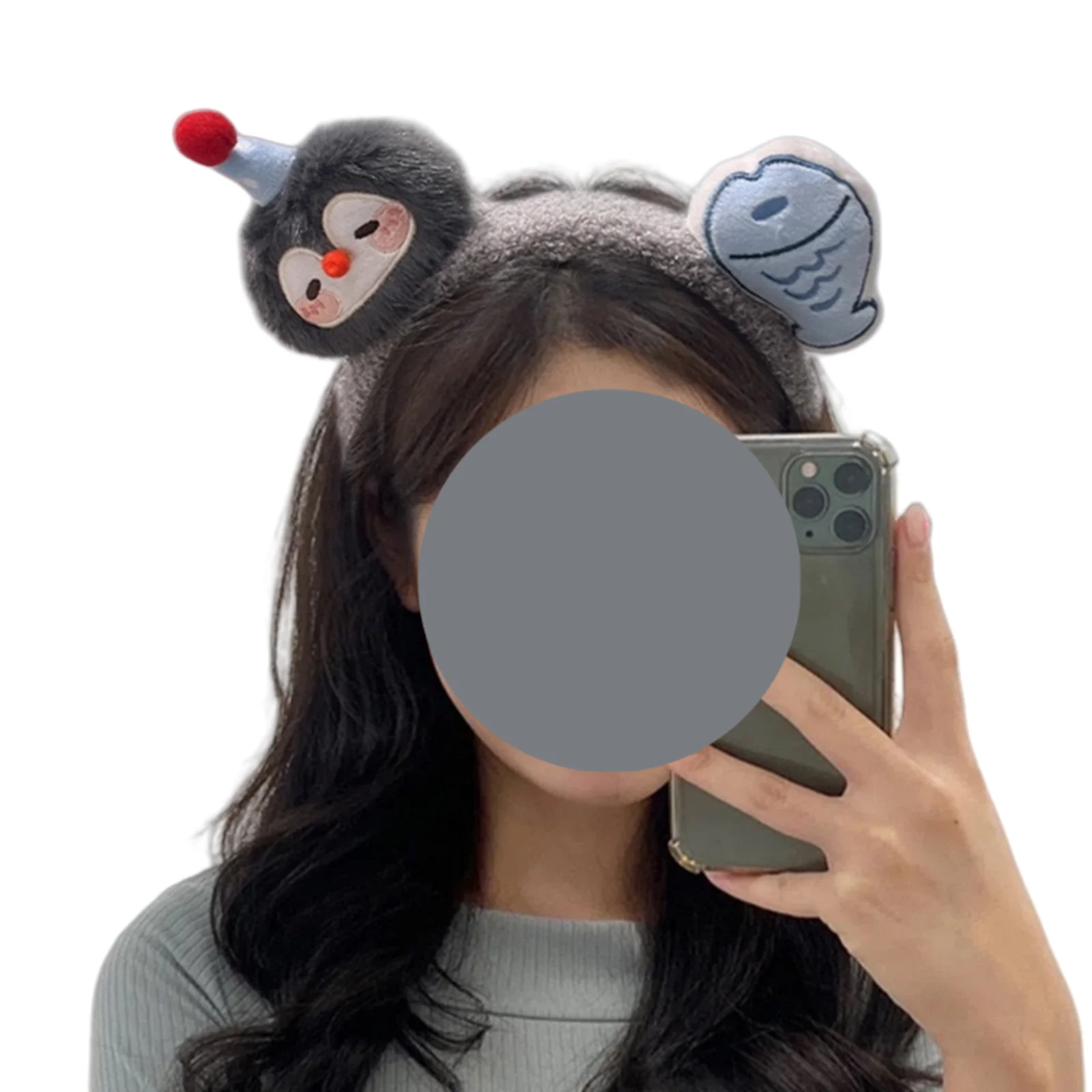 1PC Cute Plush Headbands-Penguin&Fish Design, Soft Headwear for Women, Ideal for Daily, Party, Cosplay, Kawaii Hair Accessories