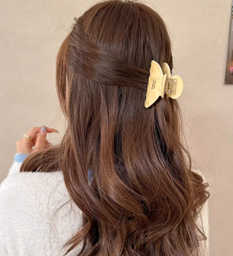 Small Acetic Acid Acrylic Hair Claws For Women Elegant Ponytail Back Clips Chic Rhinestone Clamp Claws Fashion Hair Accessories
