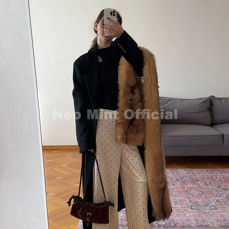 Neo Mint 2025 Brand Fashion Faux Fur Scarf for Woman Autumn Winter Fluffy Striped Eco Fox Fur Neckerchief Luxury Shawl Scarves