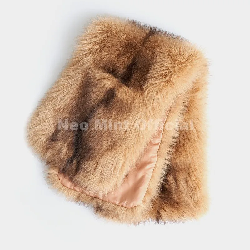 Neo Mint 2025 Brand Fashion Faux Fur Scarf for Woman Autumn Winter Fluffy Striped Eco Fox Fur Neckerchief Luxury Shawl Scarves
