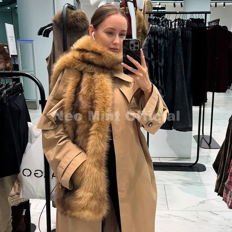 Neo Mint 2025 Brand Fashion Faux Fur Scarf for Woman Autumn Winter Fluffy Striped Eco Fox Fur Neckerchief Luxury Shawl Scarves