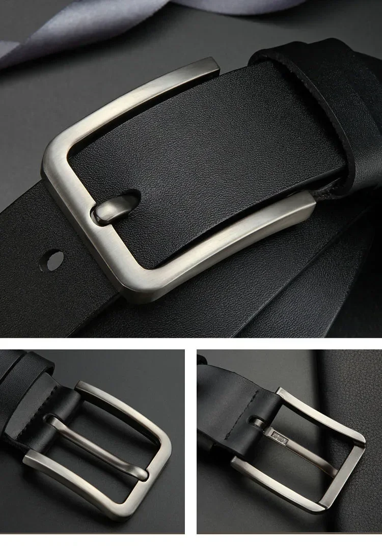 Business Leisure Men's Alloy Square Pin Buckle Belts Male Famous Brand Luxury Designer Synthetic Leather Jeans Belts for Men