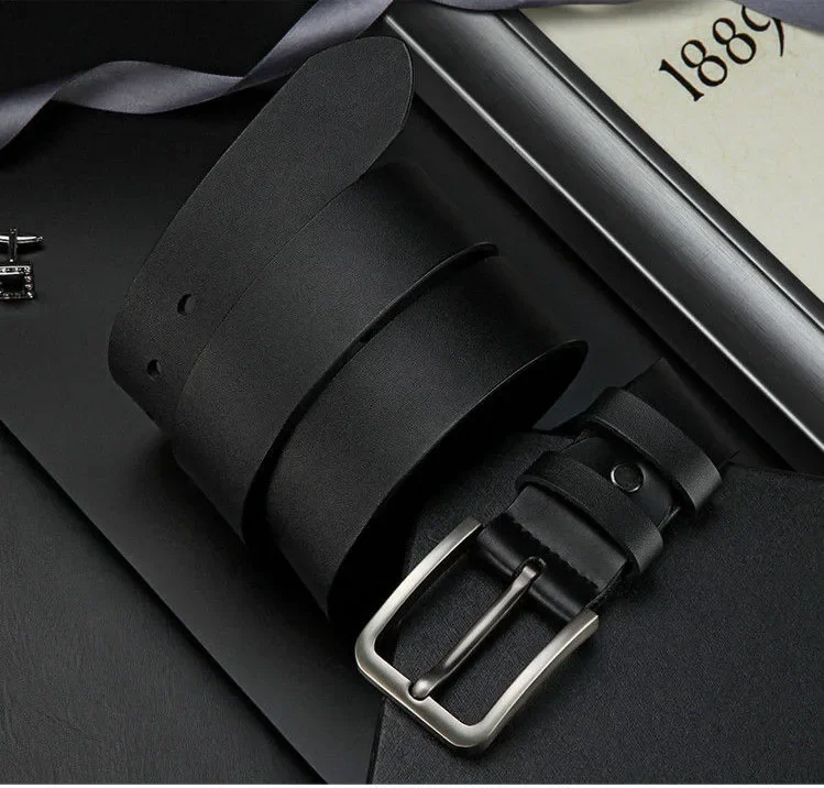 Business Leisure Men's Alloy Square Pin Buckle Belts Male Famous Brand Luxury Designer Synthetic Leather Jeans Belts for Men