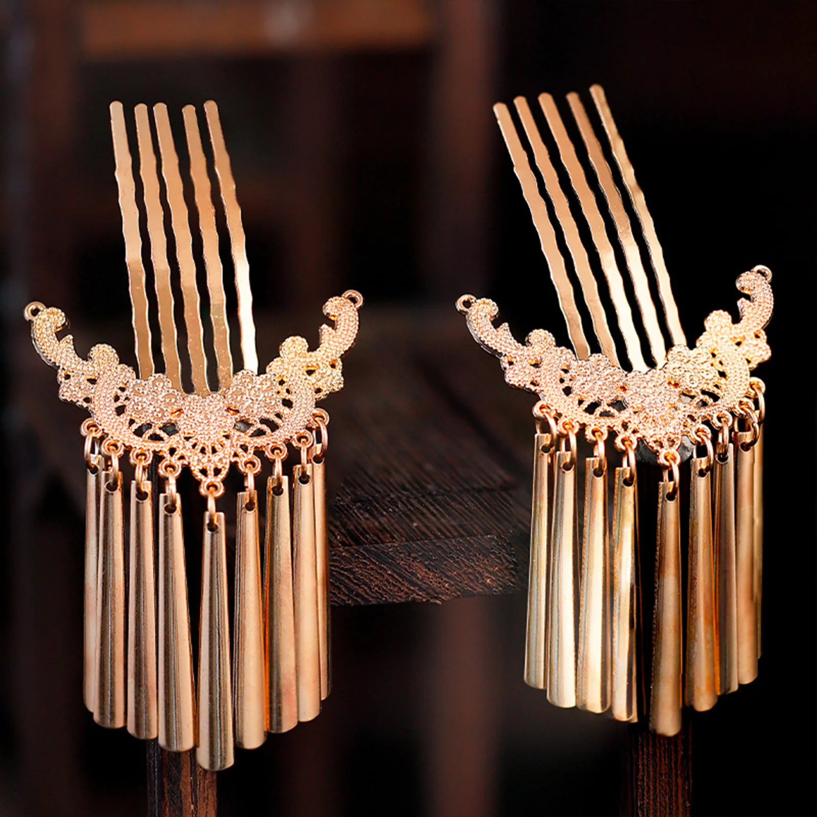 Chinese Side Hairpin Classic Wedding Hair Accessories Retro Tassel Hair Comb Forks Vintage Hanfu Party Barrettes Retro Headwear
