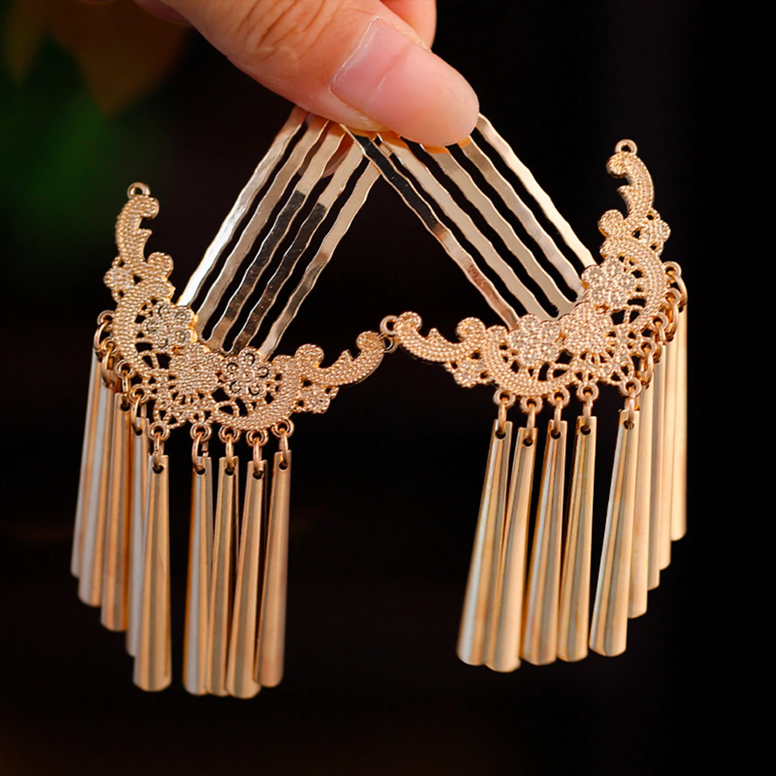 Chinese Side Hairpin Classic Wedding Hair Accessories Retro Tassel Hair Comb Forks Vintage Hanfu Party Barrettes Retro Headwear