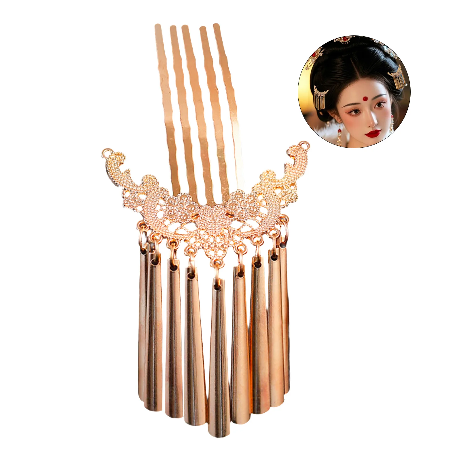 Chinese Side Hairpin Classic Wedding Hair Accessories Retro Tassel Hair Comb Forks Vintage Hanfu Party Barrettes Retro Headwear