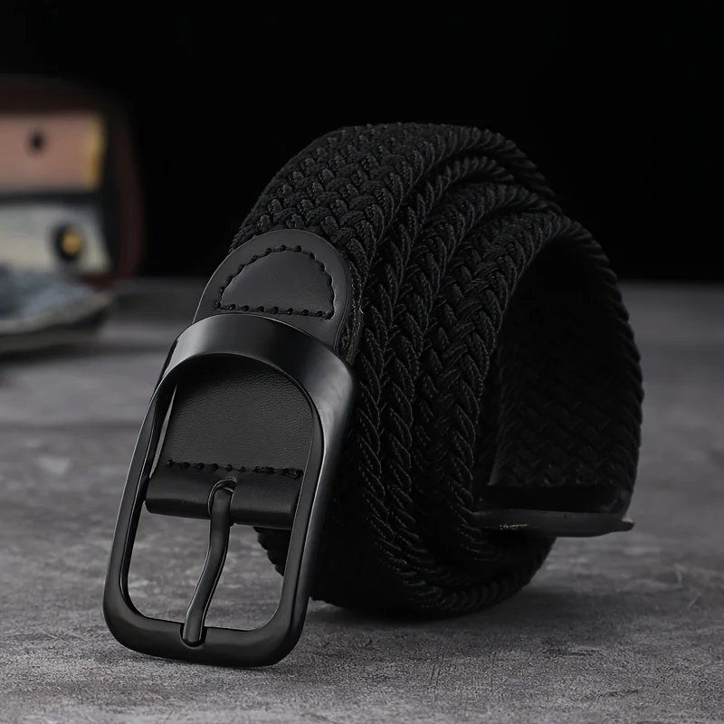 Unisex Elastic Woven Belt - Waistband for Casual Jeans, Button Buckle Adjustable,Festive Christmas Gift for Men & Women