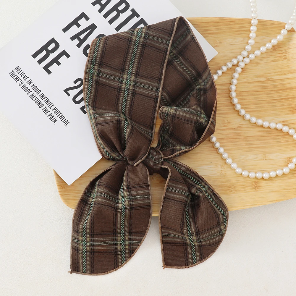British Cotton Skinny Plaid Scarf Fashionable Outfit Hairband Necktie Scarf Small Shawl Headscarf Neck Protection Scarf 11X120cm