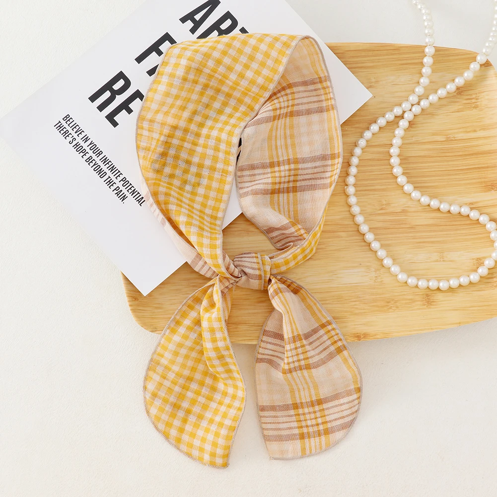British Cotton Skinny Plaid Scarf Fashionable Outfit Hairband Necktie Scarf Small Shawl Headscarf Neck Protection Scarf 11X120cm