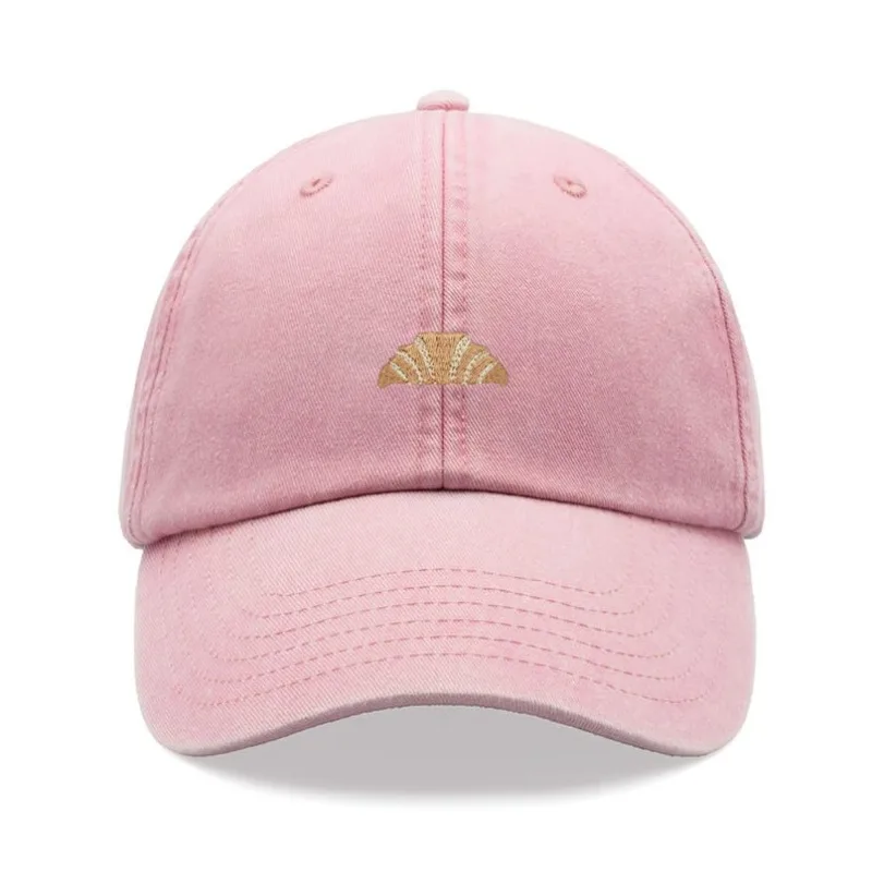1pc Croissant Printing Retro Baseball Caps for Men,outdoor Leisure Washed Adjustable Dad Hat Faded Sports Sun Tralve Dailywear