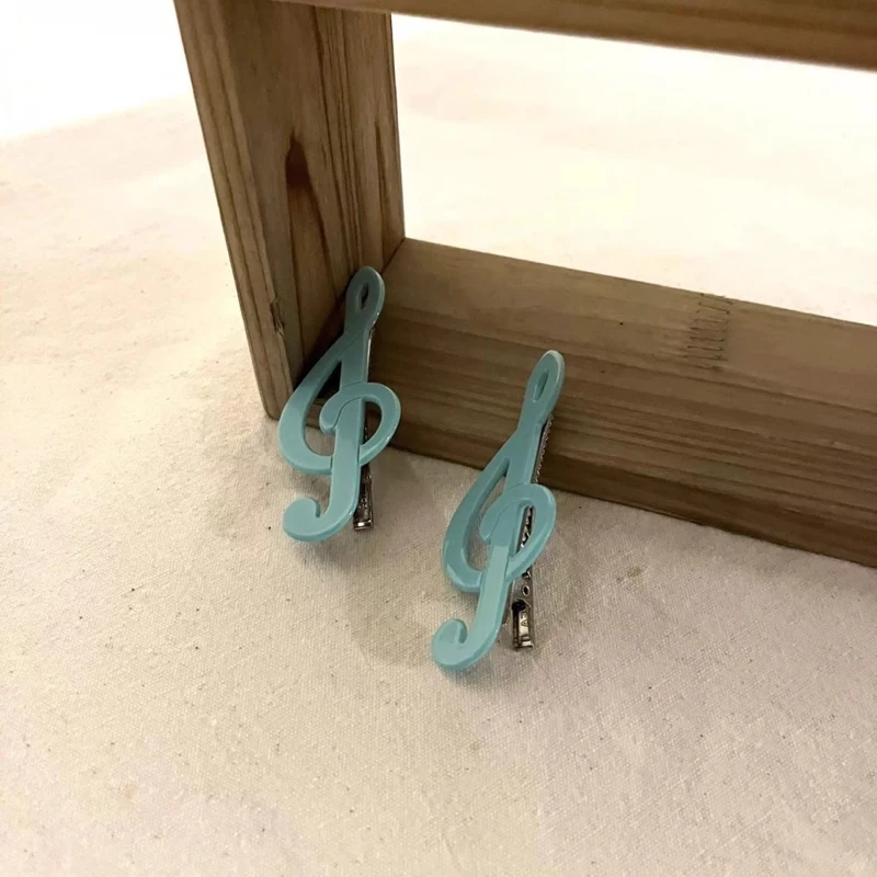 Y2k Style Music Symbol Hair Accessories Vintage Sweet Cute Hair Clip Cyan Fresh Hairpin New Sensea Of Niche Fashion And Art 2026